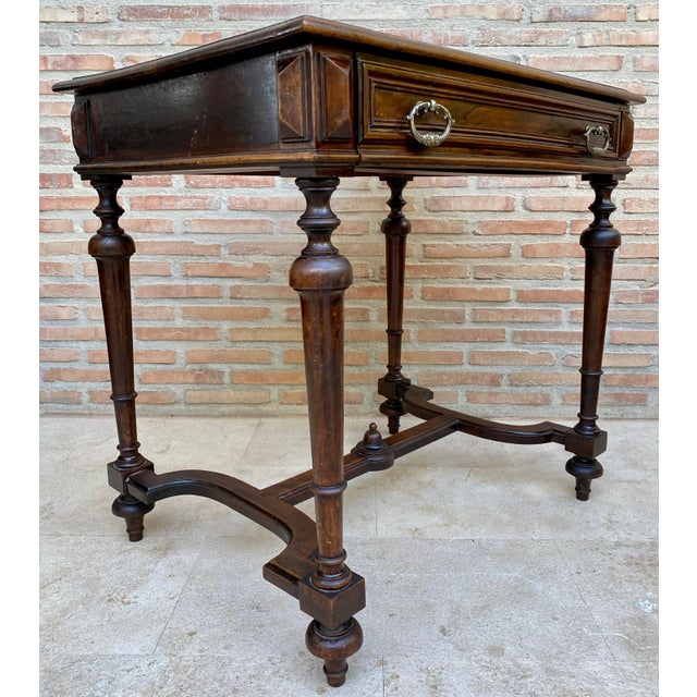 French Louis XVI French Walnut Side Table with drawer, 1920s For Sale - Image 3 of 18