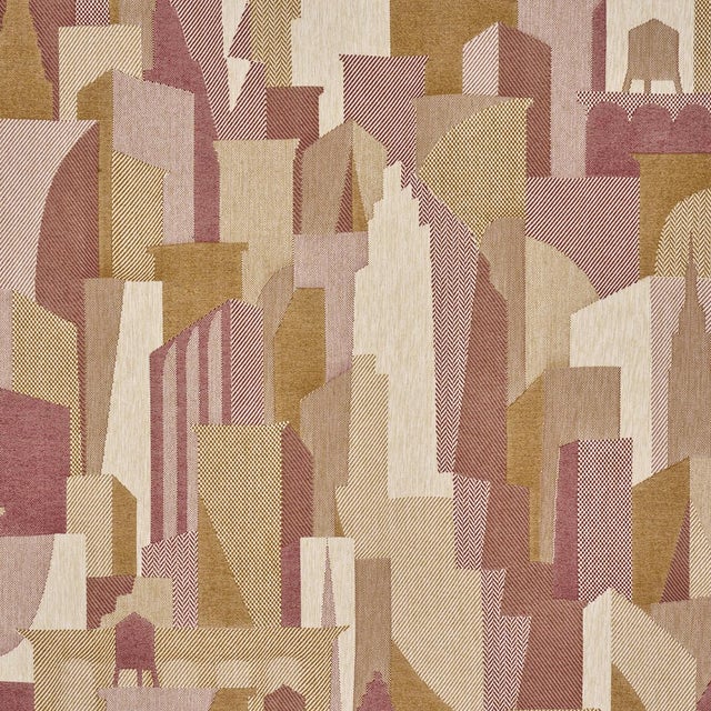 Schumacher The City'S Silent Lines Indoor/Out Fabric In Merlot For Sale In New York - Image 6 of 6