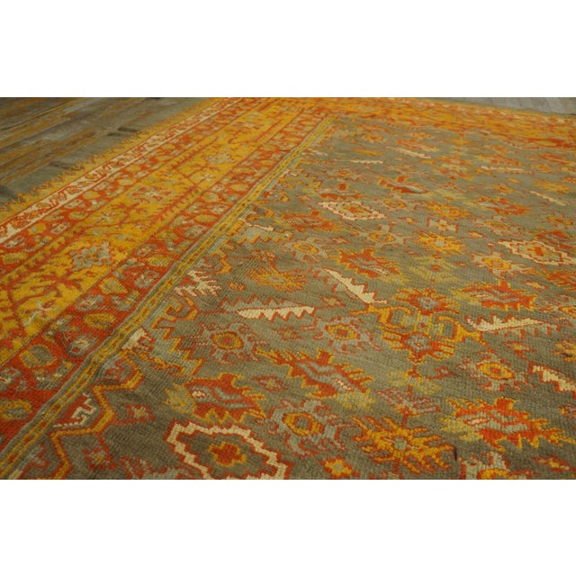 Late 19th Century Pretty SkyBlue Color & Decorative Geometric Pattern Antique Turkish Oushak Rug For Sale - Image 5 of 11