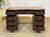 English Mahogany Desk with Drawers and Leather Top, 1950s For Sale - Image 15 of 16