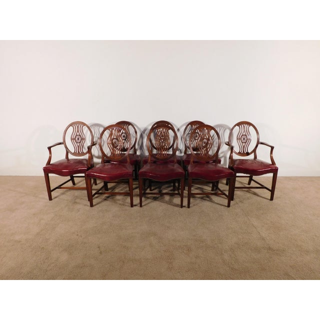 ANTIQUE 1930s Set of 8 Batesville Mahogany Pinwheel Shield Back Dining Chairs PLEASE NOTE: THIS posting is for the dining...