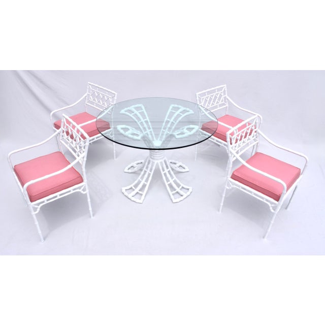 Mid-Century Modern 1960s Faux Bamboo Dining Table Set by Phyllis Morris, Restored For Sale - Image 3 of 13