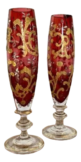 Bohemian Glass Vases, 1880s, Set of 2