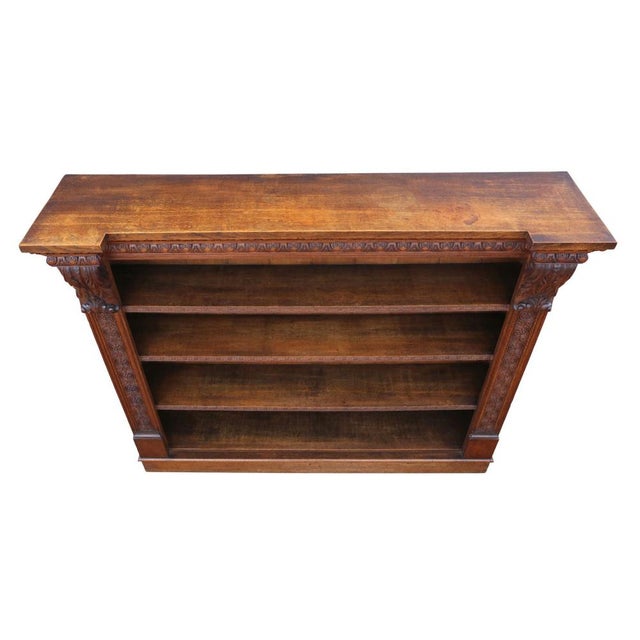Large Antique Carved Oak Bookcase, 19th Century For Sale - Image 5 of 10