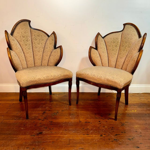 Pair of French Art Deco Century of Progress Exposition Chairs With Shaped Leaf Back, Hastings, Michigan. For Sale - Image 9 of 12