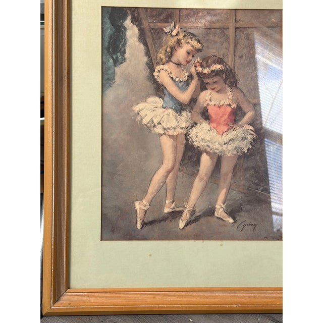 Paper Vintage Ballet Dancers Print Signed “Cydney” – Framed – 1970s–1980s For Sale - Image 7 of 7