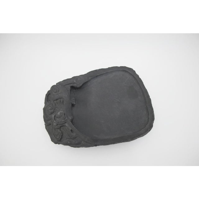 Chinese Chinese Scholars Calligraphy Dragon Carved Black Slate Ink Stick Grinder Stone For Sale - Image 3 of 10