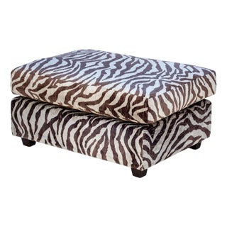 Late 20th Century Oversized Rrectangular Ottoman in Clarence House Italian Zebra Velvet For Sale