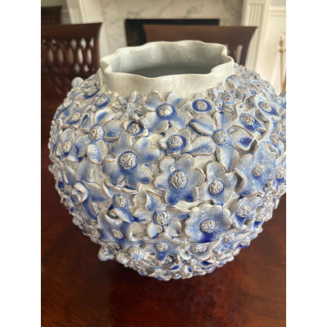 Early 21st Century Large Handmade Ceramic Vase with Flowers For Sale - Image 5 of 5