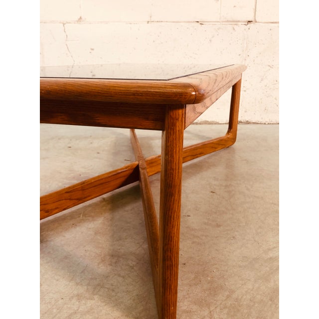 Vintage Lane Furniture Oak Wood & Smoked Glass Coffee Table Chairish