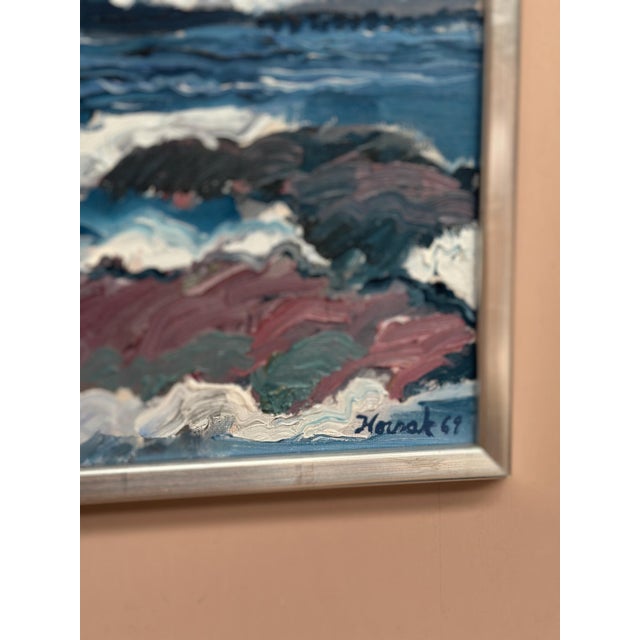Allan Horsak, Coastal Landscape, 1969, Oil Painting on Canvas, Framed For Sale - Image 8 of 14