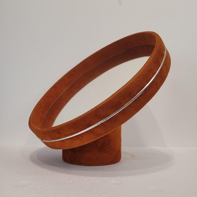 Space Age Dressing Mirror with Orange Velvet Upholstery, 1960s For Sale - Image 9 of 18