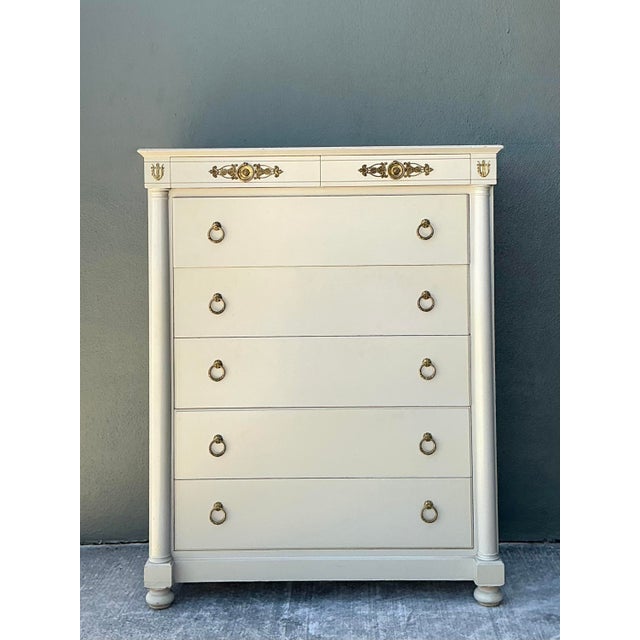 John Stuart Vintage John Stuart for Johnson Furniture Neoclassical Tall Chest of Drawers For Sale - Image 4 of 12