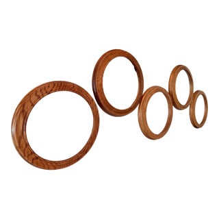 Set of 5 Van Hygan & Smythe Oak 10” Wall Plate Frames / Holders For Sale