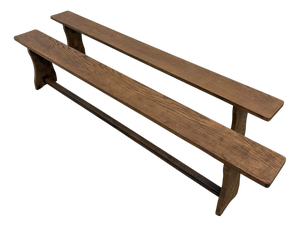 Oak Benches with Wing Legs, France, 1970s, Set of 2