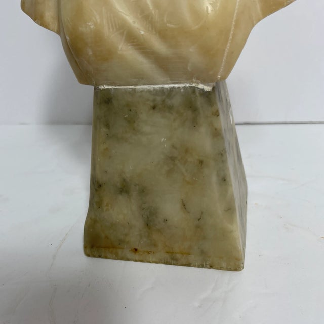 Early 20th Century Art Nouveau Style Italian Alabaster Female Bust For Sale - Image 4 of 12