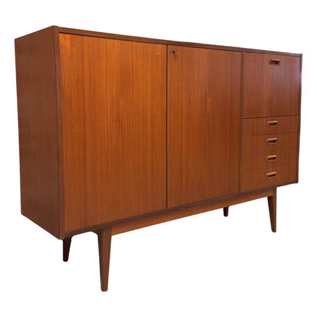 Mid-Century Modern Swedish Teak Highboard, c.1960s For Sale
