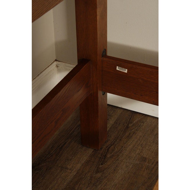 Mission Stickley Mission Style Oak and Leather Queen Bed For Sale - Image 3 of 18