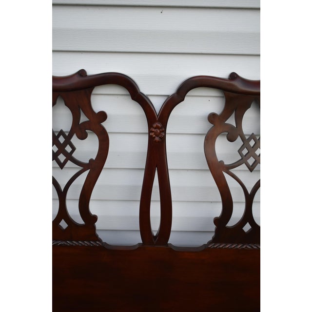 1960s Chippendale Style Mahogany Twin Headboards Pair Carved Wood 1960s Set Vintage For Sale - Image 5 of 12
