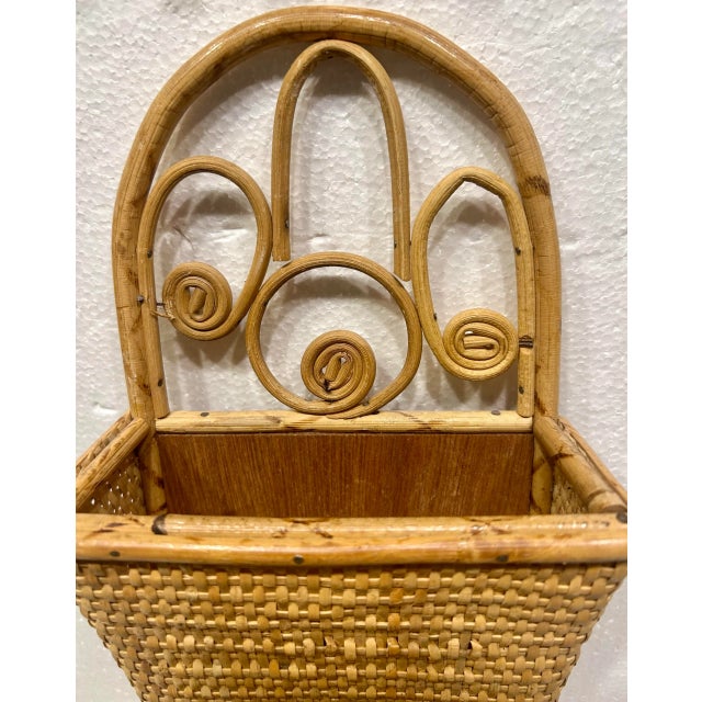 1970s Bamboo and Rattan Hanging Letter Hold For Sale - Image 4 of 6