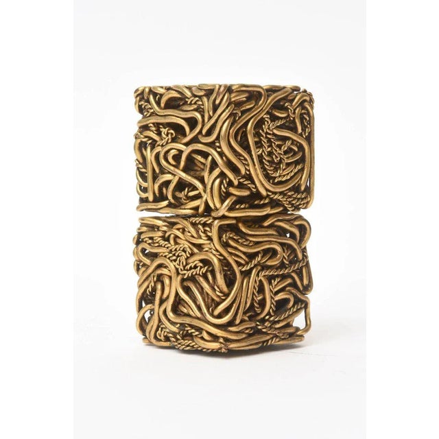 Vintage French Bronze Twisted Square Cube Sculptures Signed by Yascal Pair Of For Sale - Image 4 of 11