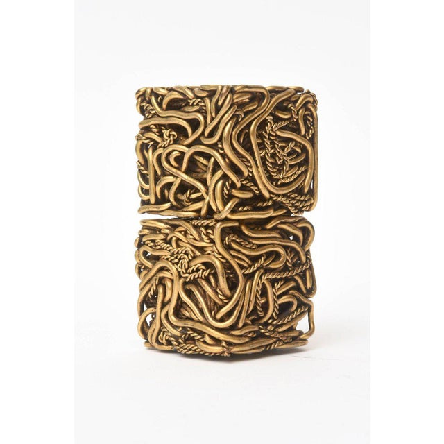 Vintage Signed Yascal French Bronze Twisted Square Cube Sculptures Pair Of For Sale - Image 4 of 11