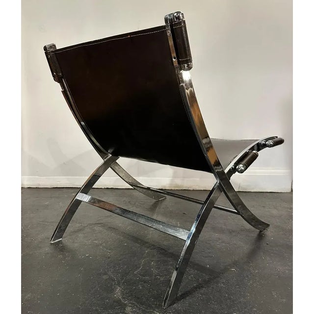 Leather Scissor Chair by Antonio Citterio for Flexform Italia, 1980s For Sale - Image 7 of 9