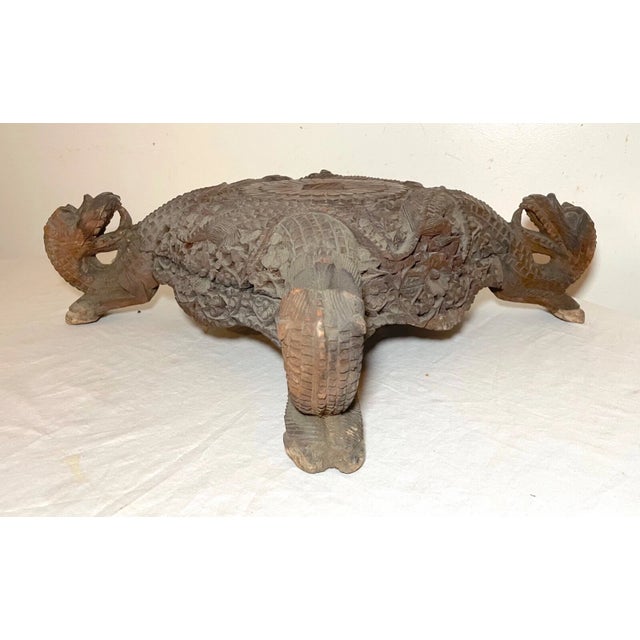 Large Antique Hand Carved Anglo Indian Figural Dragon Wood Sculpture Base Stand For Sale - Image 10 of 17