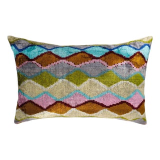 Beverly Hils Silk Velvet Ikat Throw Pillow Cover, 16 X 24 For Sale