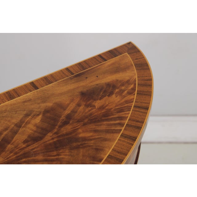 Brown Theodore Alexander Inlaid Demilune Table For Sale - Image 8 of 18