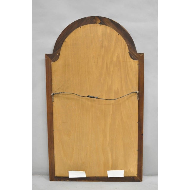 Vintage French Country Style Solid Pine Wood Sculpted Arch Wall Mirror For Sale - Image 9 of 10