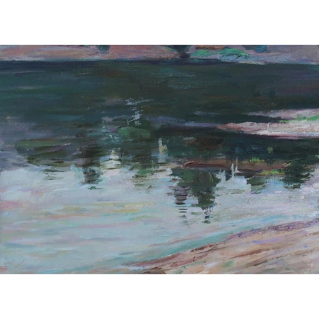 Original Impressionism River Landscape Oil Painting, Ukrainian Art 50-70 For Sale - Image 4 of 6