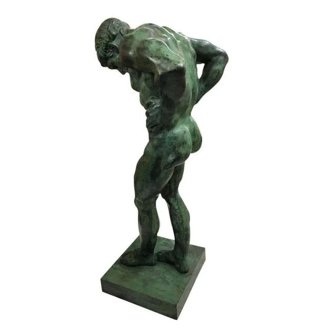 Metal Large Bronze Statue of Atlas, 20th Century For Sale - Image 7 of 10
