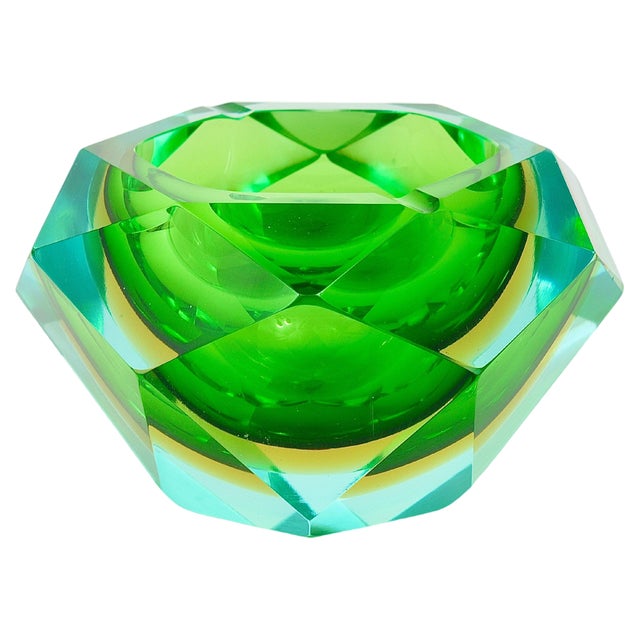 Italian Flavio Poli Colorful Faceted Diamond Ashtray by Seguso, 1960s For Sale