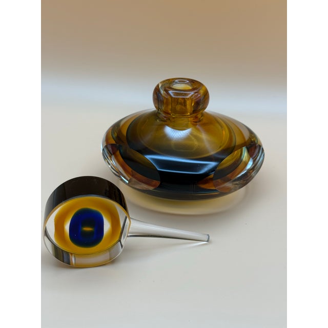 Glass Vintage Murano-Style Sommerso Art Glass Perfume Bottle With Bullseye Stopper For Sale - Image 7 of 9