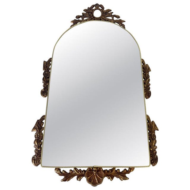 Gold Italian Ornate Brass Framed Wall Mirror, 1960s For Sale - Image 8 of 8