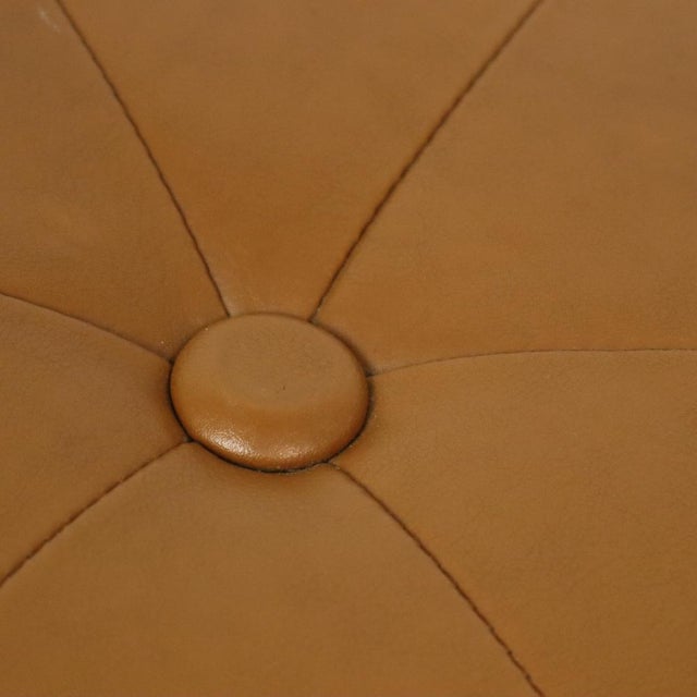 Vintage Round Camel Skai Ottoman, 1960s For Sale - Image 10 of 12