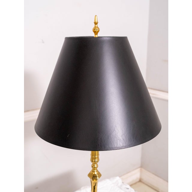 Traditional 1980s Pair of Virginia Metalcrafters Colonial Williamsburg Brass Candlestick Lamps For Sale - Image 3 of 14