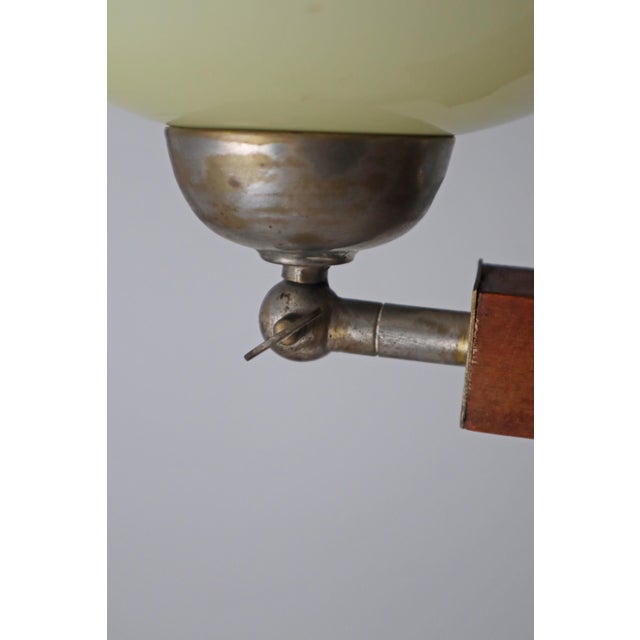 Art Deco 3-Arm Chandelier in Glass, Wood and Chrome, Germany, 1930s, in Good conditions. Designed 1920 to 1949 European...