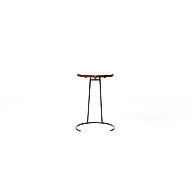 Mid-Century Modern Mid Century Vintage Attributed to Jens Risom Stacking Side Table Model #T-710 — Walnut + Iron For Sale - Image 3 of 6