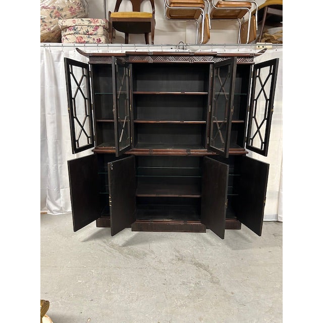 1950s Faux Bamboo Split Rattan Pagoda Cabinet For Sale - Image 12 of 12