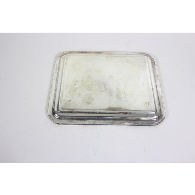 Vintage Mid Century Small Silver Plated Tray Heavy Seamless Edge Serving Drinks Dish For Sale - Image 6 of 10