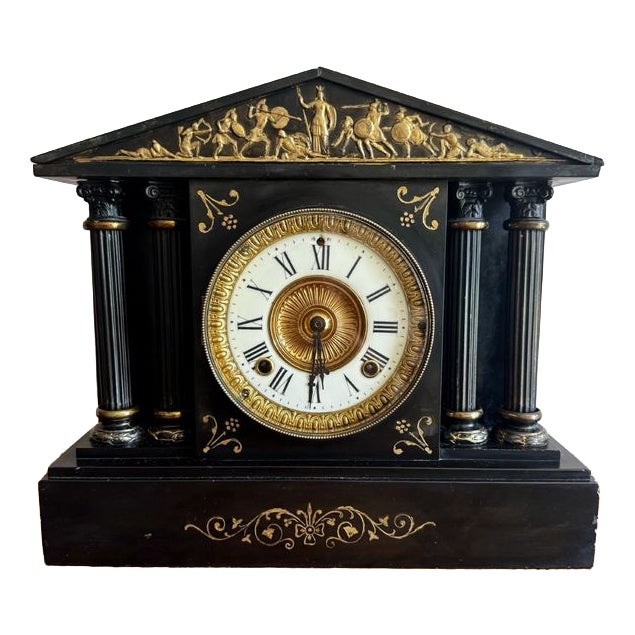 Antique Marble Mantle Clock, 1860 For Sale