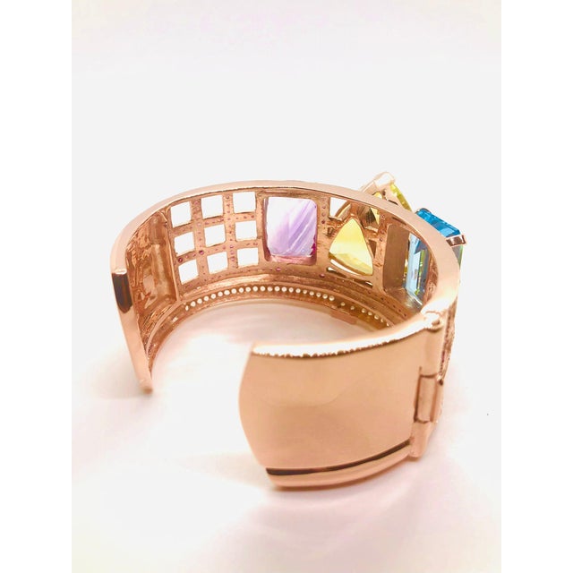 Bochic ‘Capri’ Vintage Natural Amethyst, Lemon Topaz & Blue Topaz Bangle In 18K For Sale - Image 10 of 11