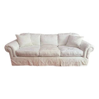Kravet-Style Rolled Arm Sofa in Cream Paisley Fabric For Sale