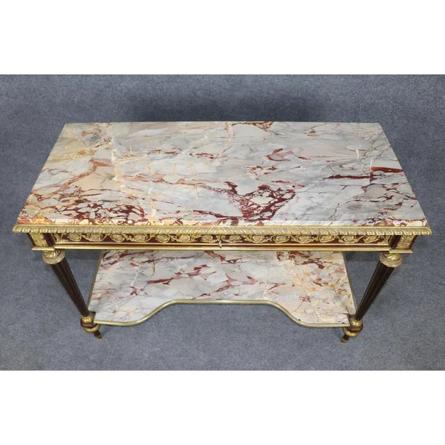 Late 19th Century Exceptional 19th Century French Louis XVI Style Marble-Top Console Table With Ormolu Accents For Sale - Image 5 of 18