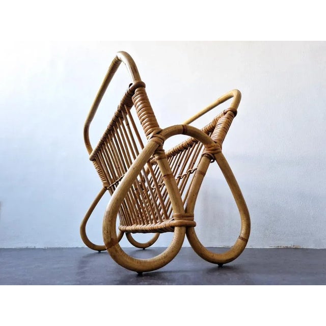 Vintage Rattan Magazine Rack, the Netherlands, 1960s | Chairish