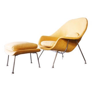 1960s Knoll Womb Chair and Ottoman Designed by Eero Saarinen Mid Century Modern, Attributed For Sale