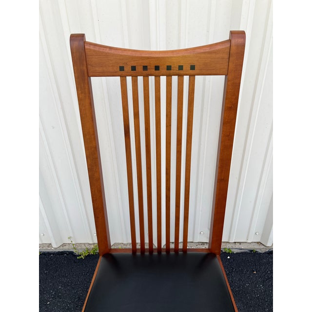 Stickley 21st Century Collection Cherry & Leather Mission Dining Chairs- Set of 6 For Sale - Image 9 of 12