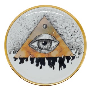 Triangle Eye Dinner Plate by Lithian Ricci For Sale